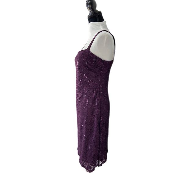 Y2K Purple Lace Sequins Short Formal Slip Dress - Women's Size 6 - Picture 3 of 5